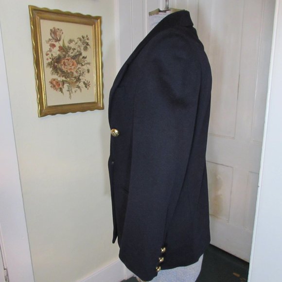 JAEGER Navy Blue Wool Double Breasted Blazer - Picture 3 of 10